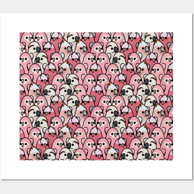 Too Many Birds! Pink Parrot Posse Wall Art by MaddeMichael